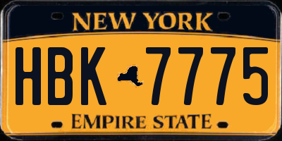NY license plate HBK7775