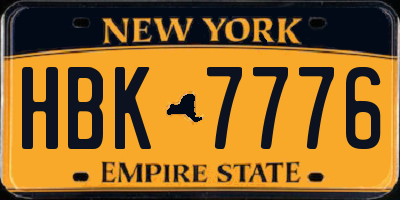 NY license plate HBK7776