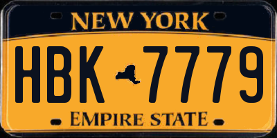 NY license plate HBK7779