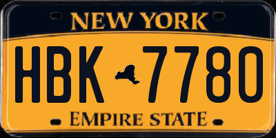 NY license plate HBK7780