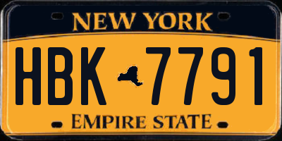 NY license plate HBK7791