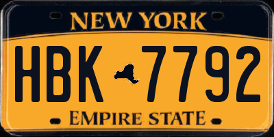 NY license plate HBK7792