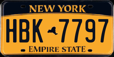 NY license plate HBK7797
