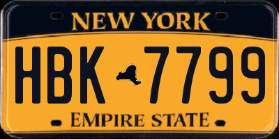 NY license plate HBK7799