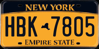 NY license plate HBK7805