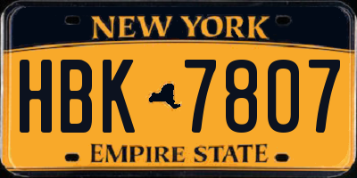 NY license plate HBK7807