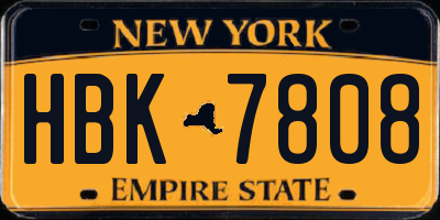 NY license plate HBK7808