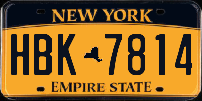 NY license plate HBK7814
