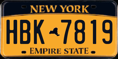 NY license plate HBK7819