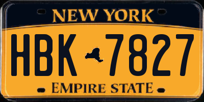 NY license plate HBK7827