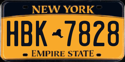 NY license plate HBK7828