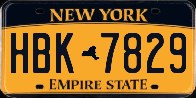 NY license plate HBK7829