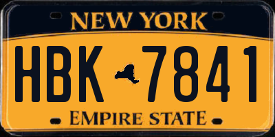 NY license plate HBK7841