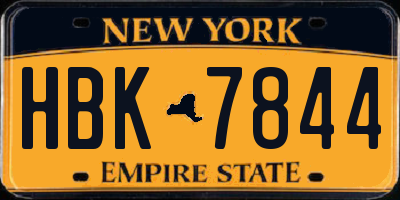 NY license plate HBK7844
