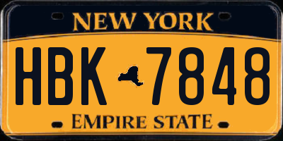 NY license plate HBK7848