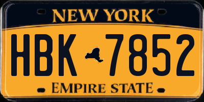 NY license plate HBK7852
