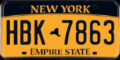 NY license plate HBK7863