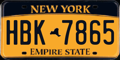 NY license plate HBK7865
