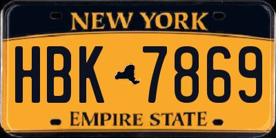 NY license plate HBK7869