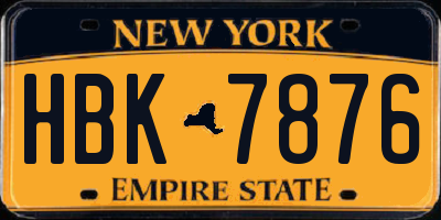 NY license plate HBK7876