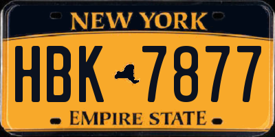 NY license plate HBK7877