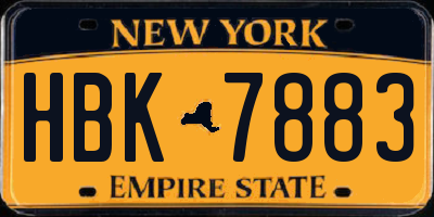 NY license plate HBK7883