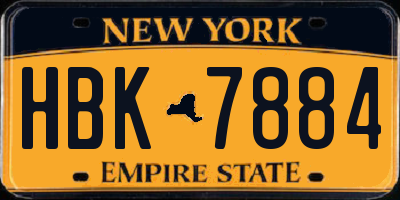 NY license plate HBK7884
