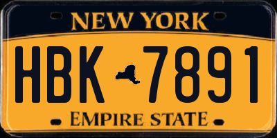 NY license plate HBK7891