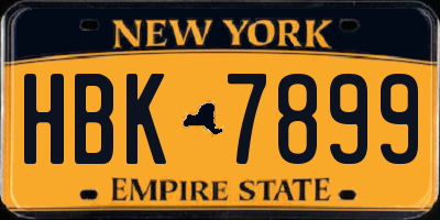 NY license plate HBK7899