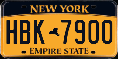 NY license plate HBK7900
