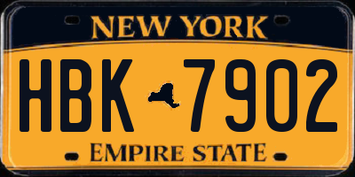 NY license plate HBK7902