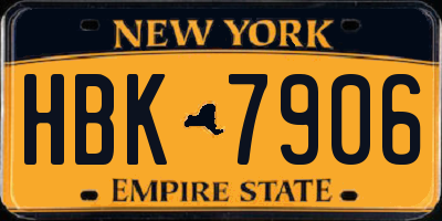 NY license plate HBK7906