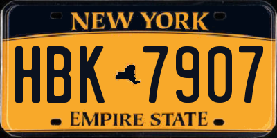 NY license plate HBK7907