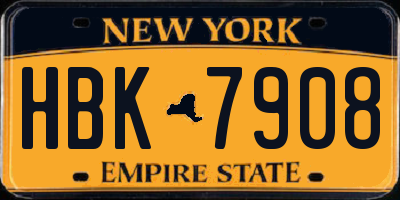 NY license plate HBK7908