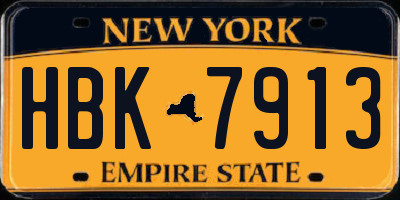 NY license plate HBK7913