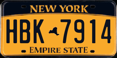 NY license plate HBK7914