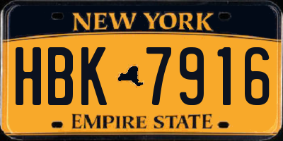 NY license plate HBK7916
