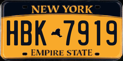 NY license plate HBK7919