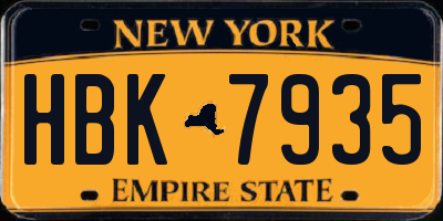 NY license plate HBK7935