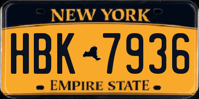 NY license plate HBK7936
