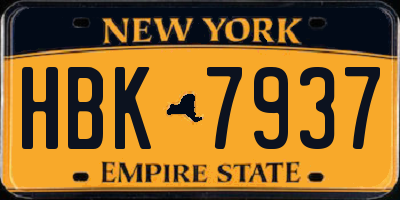 NY license plate HBK7937