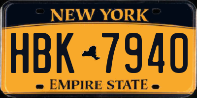 NY license plate HBK7940