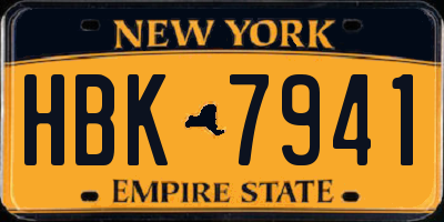 NY license plate HBK7941