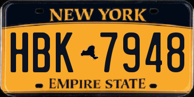 NY license plate HBK7948