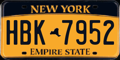 NY license plate HBK7952