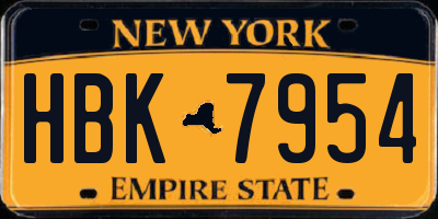 NY license plate HBK7954