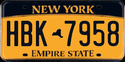 NY license plate HBK7958