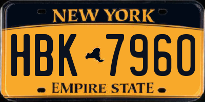 NY license plate HBK7960