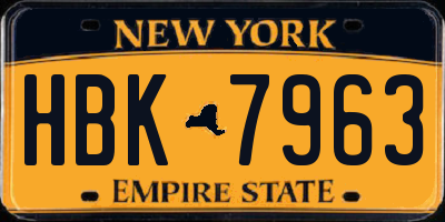 NY license plate HBK7963