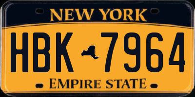 NY license plate HBK7964